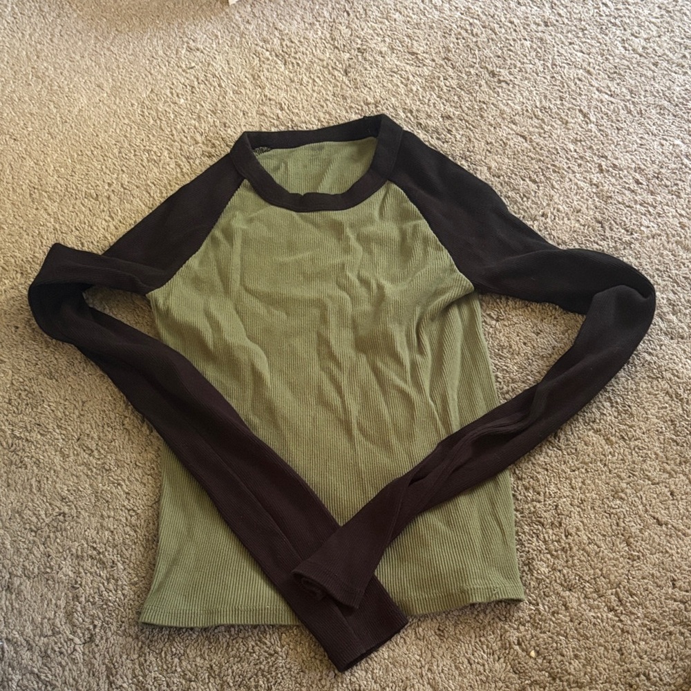 Olive and Black John Galt Long Sleeve Women's Top